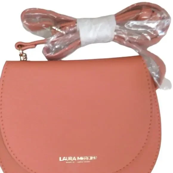 Laura Mercier Coral Pink Purse Crossbody Makeup Bag 6'' x 7'' NWT - Picture 6 of 11